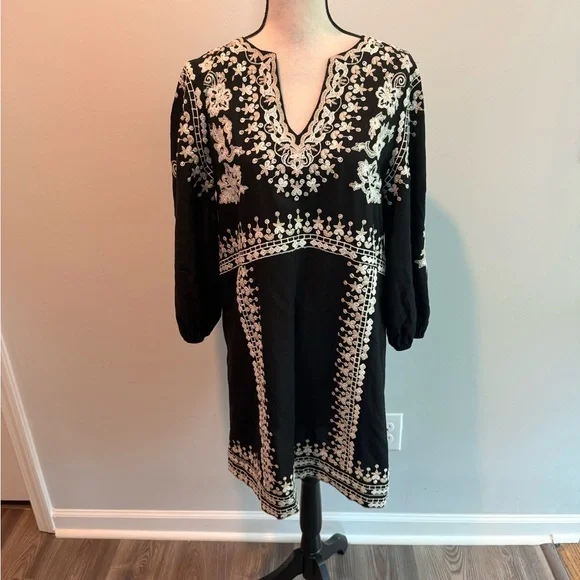 Anthropologie Maeve Embroidered Shiloh Tunic Dress Pockets Women’s s size 6 Boho - Picture 8 of 8